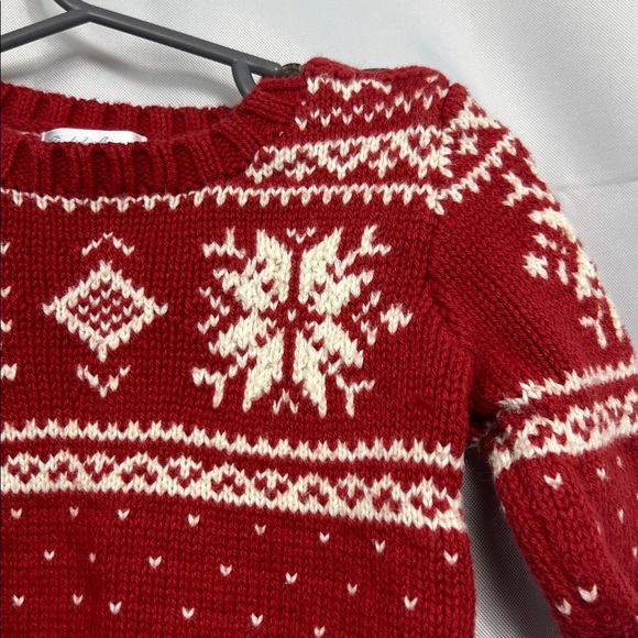 Ralph Lauren red and white snowflake fair Isle cotton sweater size 9 months - Picture 6 of 14